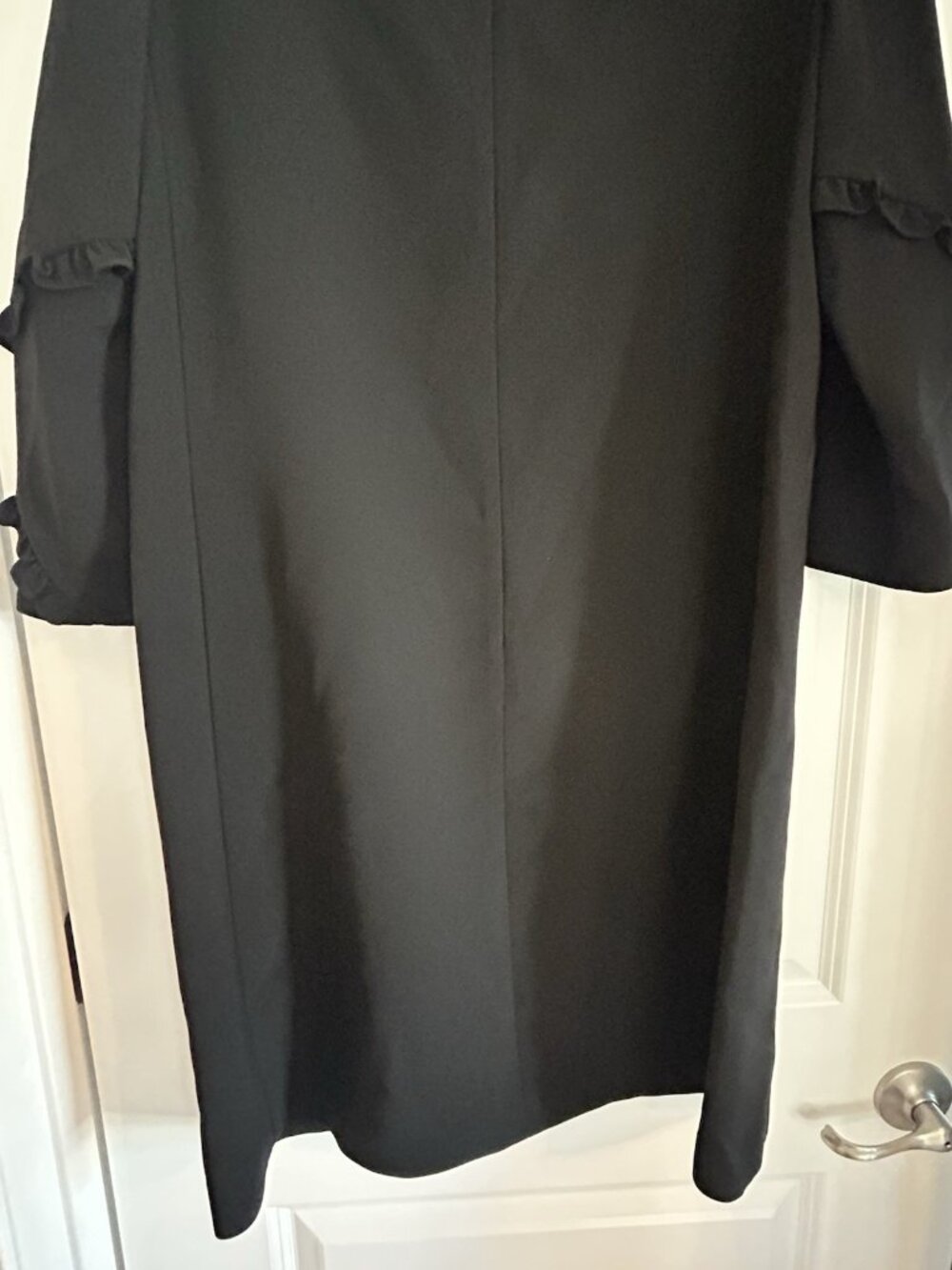 Lafayette 148 Dress Medium Womens Black Crepe Ruffle Sleeve Detail Shift NWT - Picture 11 of 11